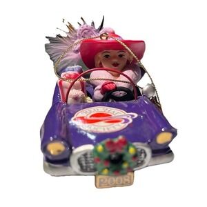Danbury Mint 2008 Red Hat Society Christmas Ornament Purple Convertible Car